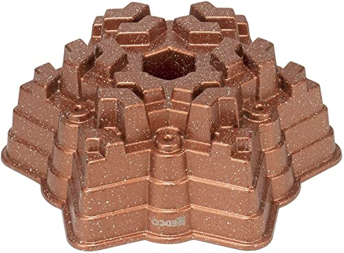 Snowflake Cake Pan 8-Cup Cast Aluminum Nonstick 9.5in Copper