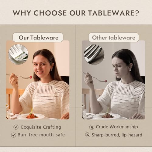 Silver Flatware Set for 6 - 30 Pieces 18/10 Stainless Steel Cutlery with Diamond Handle