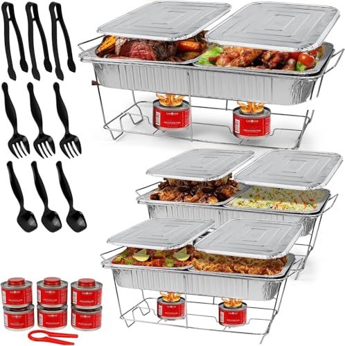 Alpha Living Complete 33-Pc Disposable Chafing Dish Buffet Set with Racks & Covers - Catering & Event Food Warmers
