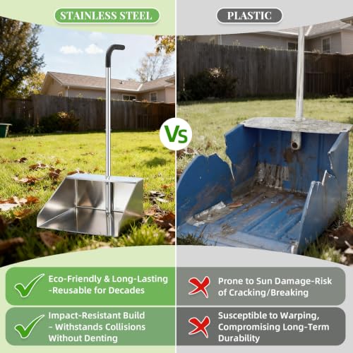 Extra Large Metal Dust Pan with Long Handle - Heavy-Duty Jumbo Debris Pan - Variation 1