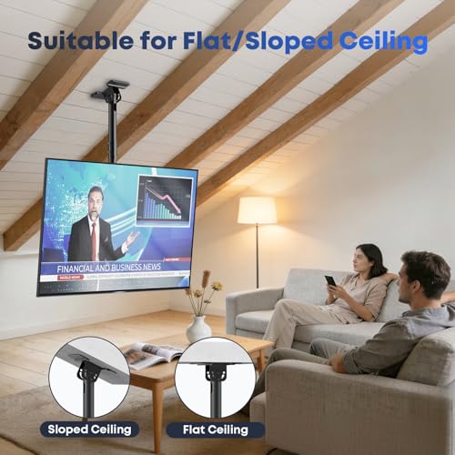 IMtKotW 43-86 Inch Ceiling TV Mount - Full Motion Adjustable, Heavy Duty, Slope & Flat Ceiling Compatible