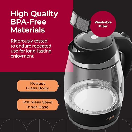 Electric Kettle 1.8L Boiling Water Tea Kettle Fast Heating Cordless Glass