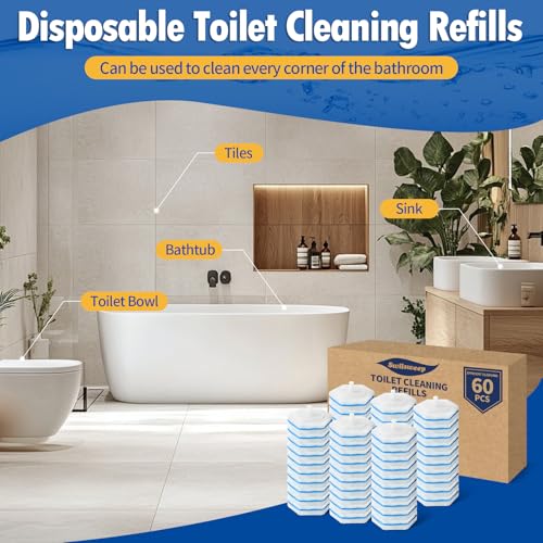 100 Count Disposable Toilet Bowl Wand Refills - Compatible with Clorox & Most Toilet Brushes - Unscented - Pack of 100