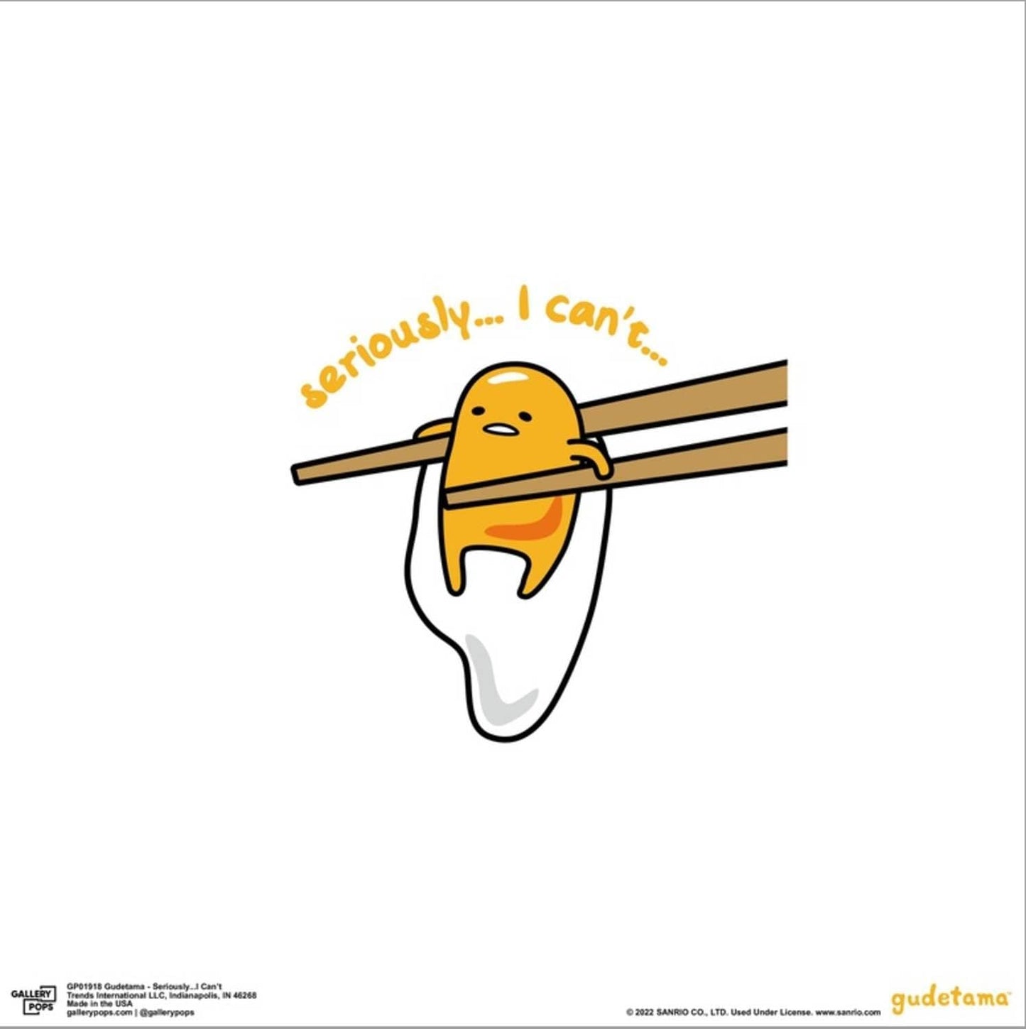 Trends International Gallery Pops Gudetama - Seriously...I Can't Canvas Wall Art, Unframed Version, 12" x 12" Gallery Pops Canvas Wall Art