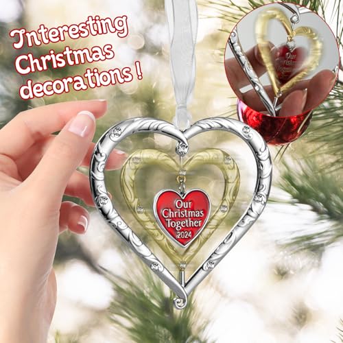 GUOER Heart Metal Christmas Ornament 2024 with Rotating Double-Sided Design (Gift Box)