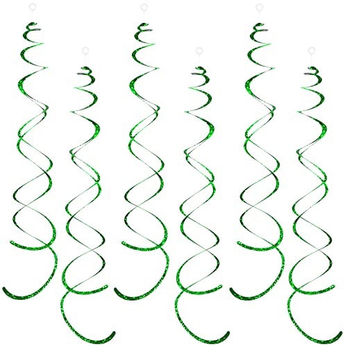 30 Pieces Green Party Swirl Decorations Sparkle Hanging Swirls Whirls