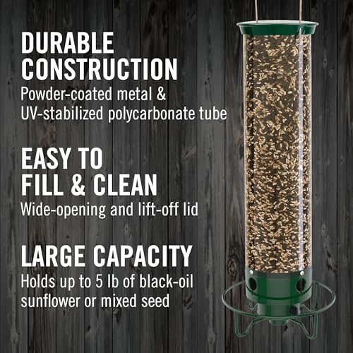 Squirrel Proof Bird Feeder 5lb Capacity - Weatherproof Outdoor Bird Feed Station
