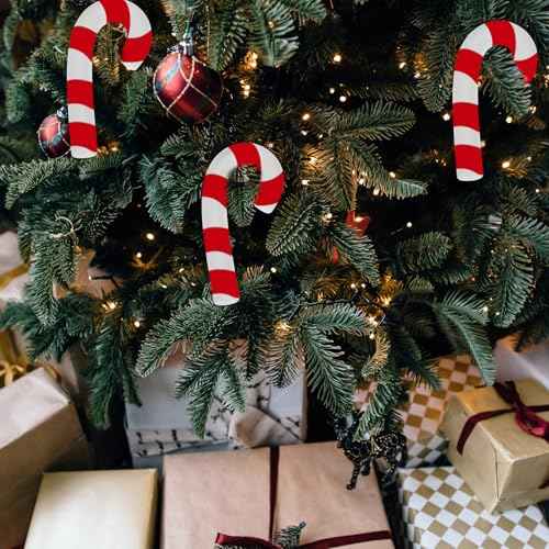 Cabilock 12pcs Christmas Cane Crutch, White DIY Foam Cane Pendant, Christmas Tree Hanging Ornament for Xmas Party Favors Holiday Decoration