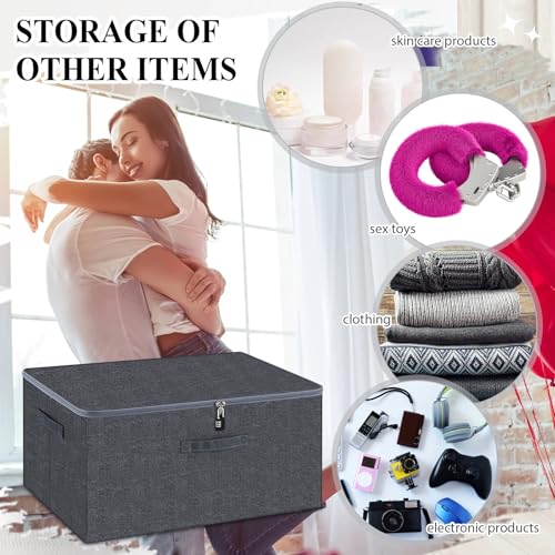 Lockable Toy Storage Box - Gray, 23.6 x 15.8 x 11.8 Inches, Personal Privacy Lock