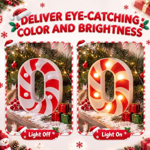 Anglechic HoHoHo Candy Cane Light Up Letters – 6 Piece Table Décor, 6.3 x 4.7 x 2.4 in