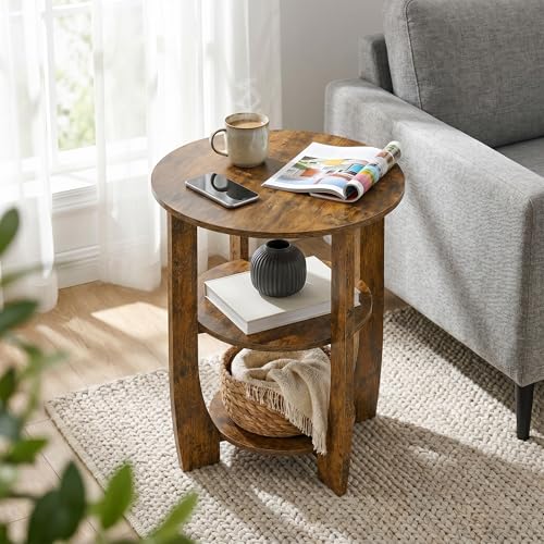 ZEXVIDA Rustic Brown Round Side Table 19.7 Inch - Classic Variant