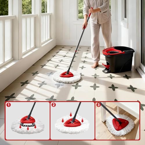 12 Pack Microfiber Mop Head Replacements for Single-Bucket System - Durable & Machine Washable