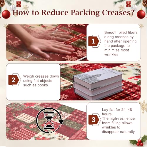 AtawLege 8' x 10' Christmas Patchwork Area Rug - Non-Slip, Washable