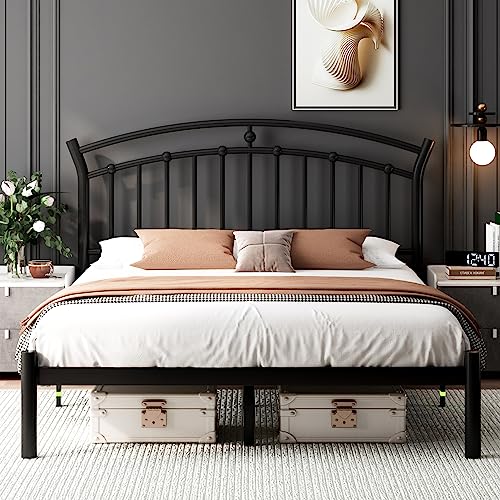 Heavy-Duty Metal Bed Frame with 13 Steel Slats and Under-Bed Storage