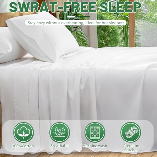 Extra Deep Pocket King Sheets - 18-24 Inch Fit, 100% Egyptian Cotton, 1000 Thread Count, Sateen Weave, White, 4 Pieces