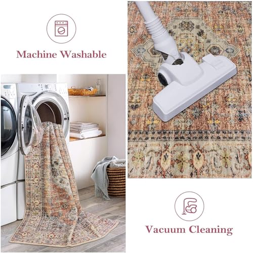 Lahome Oriental Runner Rug Non Slip 2x8 Feet - Terracotta Hallway Carpet