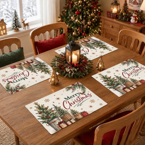 Merry Christmas Placemats 12x18 Inch Set of 4 | DTDO (Variation: Merry Christmas)
