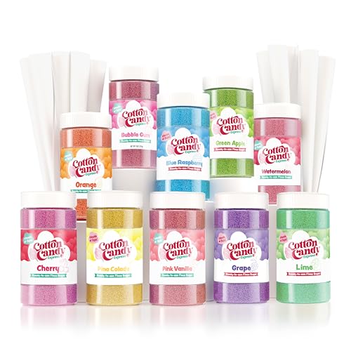 Cotton Candy Floss Sugar & Cones Variety Pack - 10-11oz Jars & Paper Cones