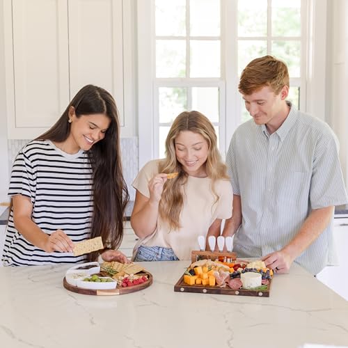 Large Acacia Wood Charcuterie Board Set with Magnetic Expandable Sections