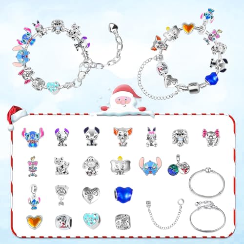 iMiibel Advent Calendar 2026 Kids Gift Set: 24 Day Countdown with 2 Bracelets & 22 DIY Charm Beads (Blue)