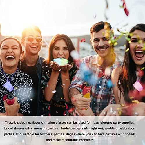 8 Pieces Christmas Shot Glass on Beaded Necklace, Plastic Colorful Clear Shot Cup Necklace, Bachelorette Party Team Groom and Bride Supplies for Birthday Wedding Festival Parade Favor