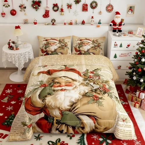 Feelyou Christmas Comforter Set Queen Light Brown Kids Bedding
