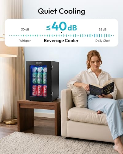 EUHOMY 24 Can Mini Fridge - 18L Beverage Cooler with Quiet Compressor