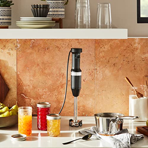 KitchenAid 5-Speed Corded Hand Blender KHBV53 Matte Black with Removable 8" Blending Arm