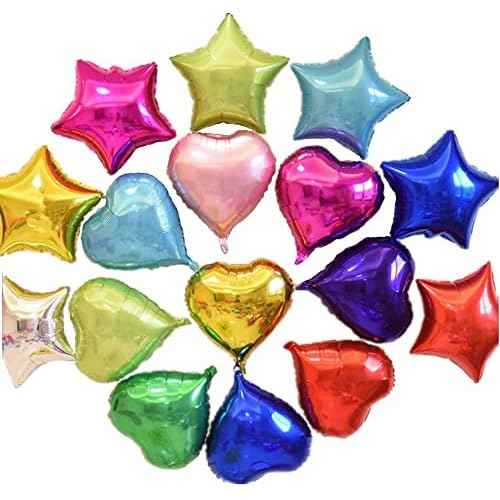 50pcs Mini 5 Inch Assorted Color Star Heart Shaped Foil Balloons for Christmas Party Wedding Birthday Decoration