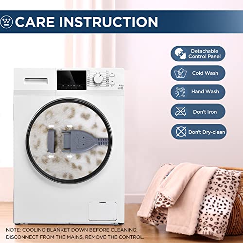 Westinghouse Heated Throw Blanket 50x60 Inches Grey Leopard ETL Certified - Cozy Electric Blanket