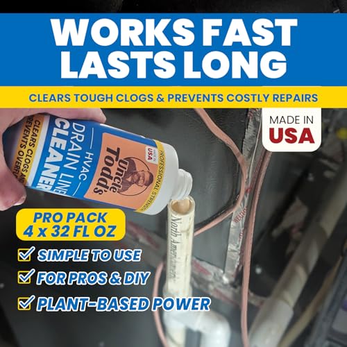 HVAC Drain Line Cleaner 32oz Pack of 4 - Fast-Acting, Bleach-Free System Solution