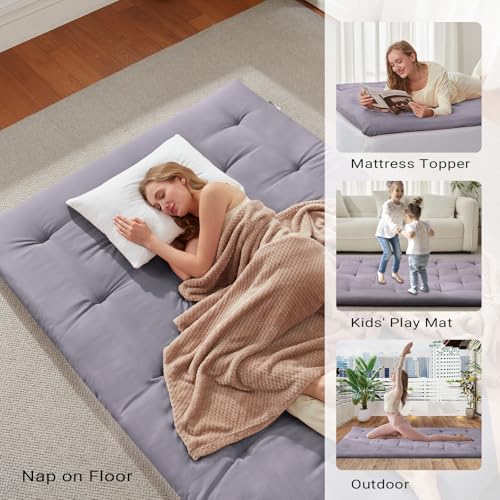 Mollydot Queen Size Japanese Floor Futon Mattress 60x80 Foldable Portable Bed Grey