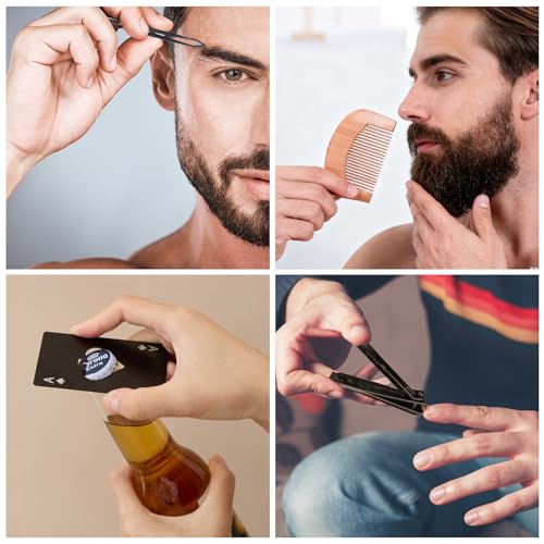 Black 6-Set Men’s Baby Shower Prizes Gift Bundle with Flask Manicure Sunglasses