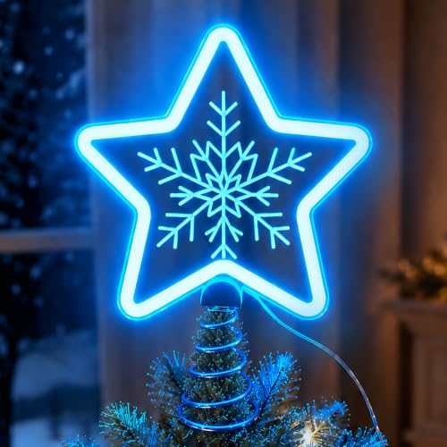 Zontruxe Christmas Star Tree Topper with LED Lights - Blue, USB or Battery Powered