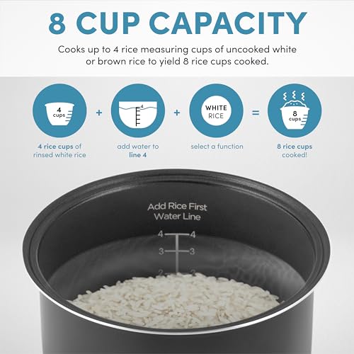 AROMA 4-Cup Uncooked / 8-Cup Cooked Digital Rice Cooker with Steamer and Multicooker