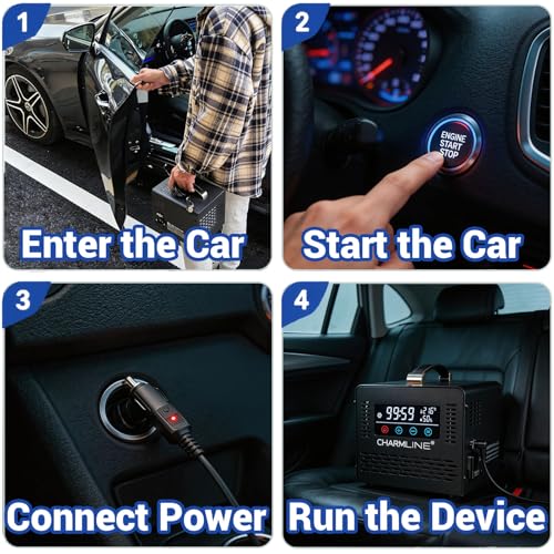 Charmline Smart Ozone Generator for Car & Home 12V/120V Dual Power with Remote - Black 2-in-1