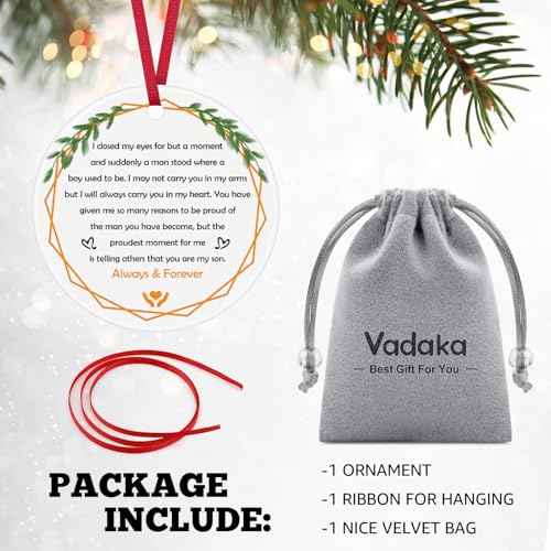 Son Gifts from Mom to My Son Christmas Ornament Birthday Ceramic Ornament Present for Adult Sons Inspirational Gift for Sons for Boys Back to School Graduation Wedding Gift