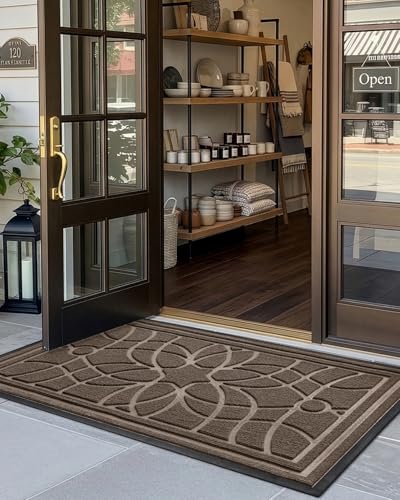 Outdoor Entrance Door Mat 32x48 Heavy Duty Non Slip Brown - All Weather Rug
