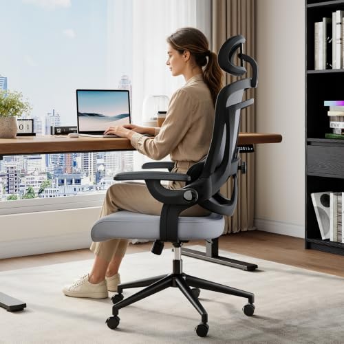 DUMOS Executive Mesh Office Chair - Classic Gray, Ergonomic Desk Chair