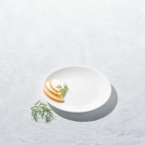 Vikko Appetizer Plates - Set of 4 White Ceramic Salad Plates | Stackable 8-Inch, Dishwasher Safe