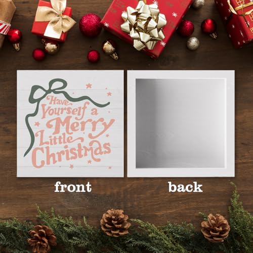 Little Christmas Wooden Sign - Have Yourself A Merry Little Christmas, 5x5 inch Desk Decor, Holiday Office Shelf Decor