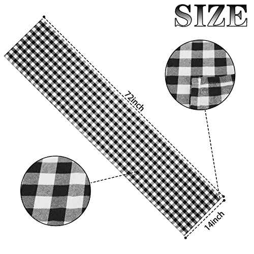 Buffalo Plaid Table Runner 14x72inch Classic Farmhouse Table Runner Black and White Buffalo Check Table Runner for Wedding Christmas Thanksgiving Family Dinner Party Decoration