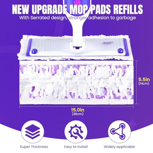 60 Pcs Swiffer PowerMop Refill Pads - Multi-Surface Disposable Cleaning Pads
