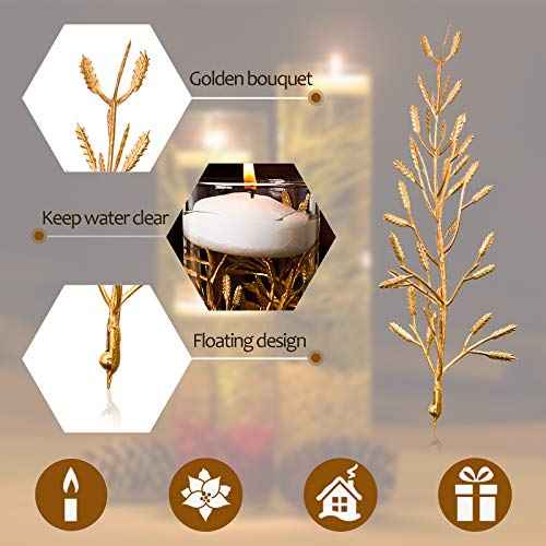 WILLBOND 30 Pcs Faux Flowers for Floating Candles Floating Flowers Vase Fillers for Centerpieces Mini Flower Filler Filling in Cylinder for Wedding Centerpiece Party Decor (Gold)