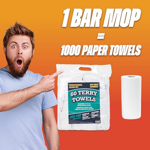 Pack of 60 Cotton Cleaning Towels - Absorbent Kitchen & Auto Rags, 14x17 Inches