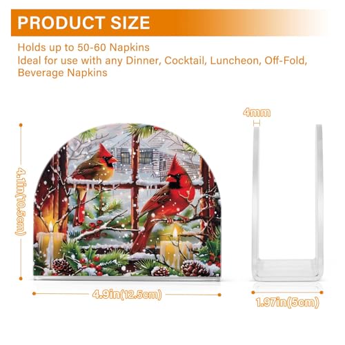 SUABO Red Cardinals Old Window Napkin Holder for Table Decor Acrylic Kitchen Accessory