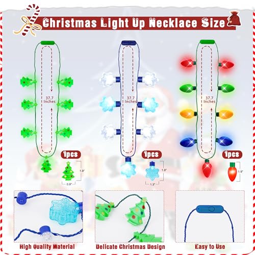 11PCS Christmas Light Up Party Favors Headbands Necklaces Glasses Set