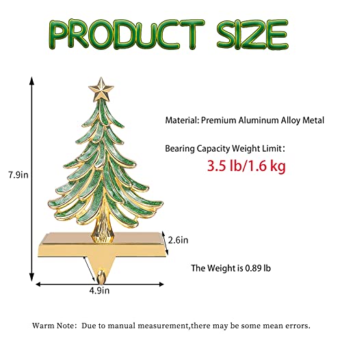 JUSTOTRY Christmas Stocking Holders for Mantle Gold & Green Xmas Tree Decoration