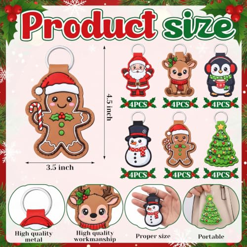 Kenning 24 Pcs Christmas Lip Balm Holder Keychains — Cute Variation Party Favors