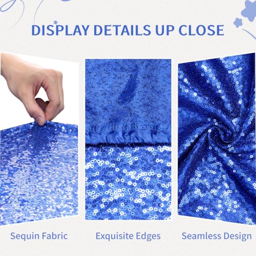 SoarDream Navy Blue Sequin Fitted Tablecloth 30" x 96" - 1 Pack (Elastic Edges)